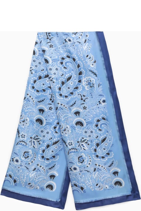 Etro Scarves & Wraps for Women Etro Multicoloured Light Blue Scarf With Silk Print
