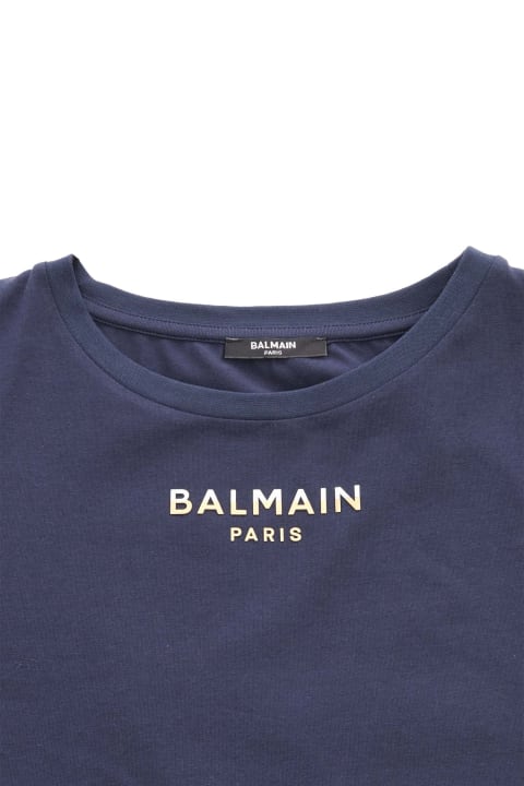 Balmain for Kids Balmain Blue T-shirt With Logo
