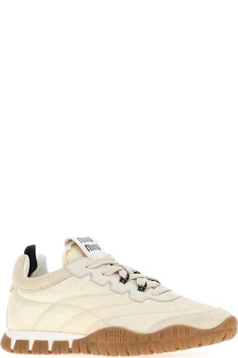 Miu Miu Sand Re-nylon And Suede Sneakers
