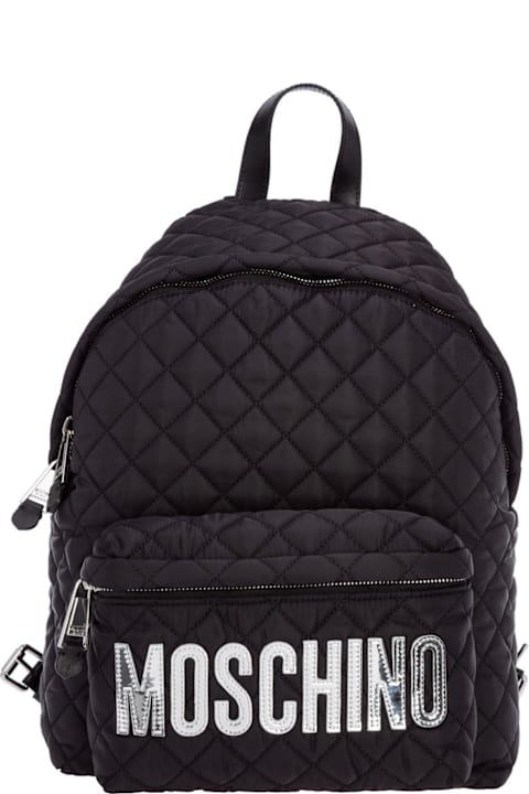 Moschino حقائب ظهر لـ السيدات Moschino Logo Plaque Quilted Backpack