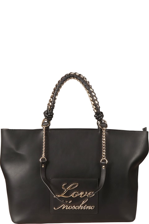 Fashion for Women Love Moschino Signature Logo Detail Chain Embellished Tote