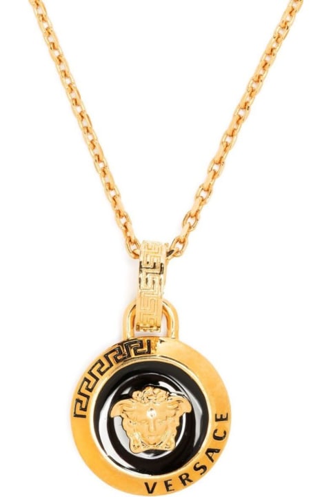 Gold-colored Necklace With Medusa Pendant In Metal Man