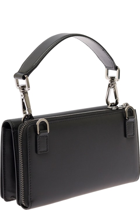 Black Leather Mini Handbag With Shoulder Strap And  Logo Plaque Dolce & Gabbana Man