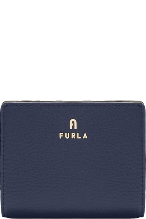 Furla for Women Furla Camelia S Blue Wallet In Grained Leather