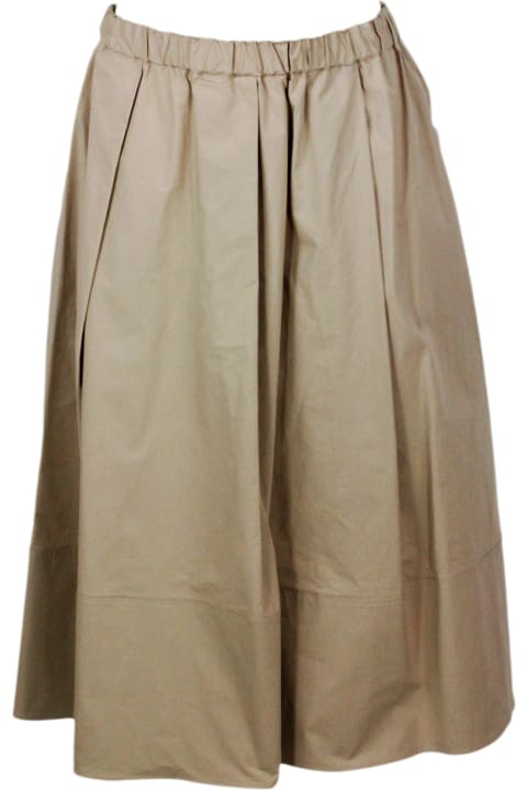 Antonelli Skirts for Women Antonelli Long Skirt With Elastic Waist And Welt Pockets With Pleats Made Of Stretch Cotton