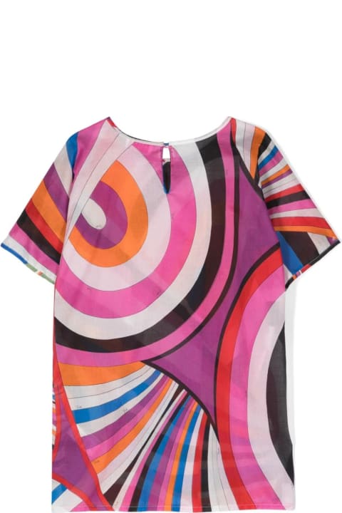 Dresses for Girls Pucci Short Sleeved Dress With Purple/multicolour Iride Print