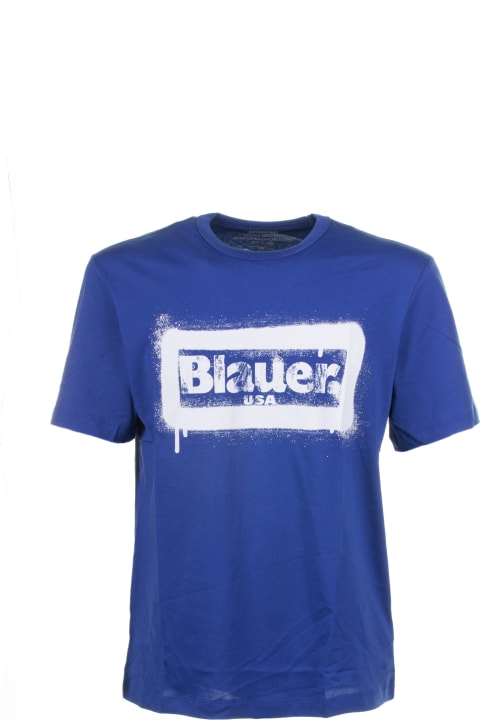 Blauer Topwear for Men Blauer Blue Crew Neck T-shirt In Cotton