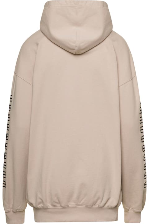 Beige Hoodie With Bb Logo Print In Cotton Woman