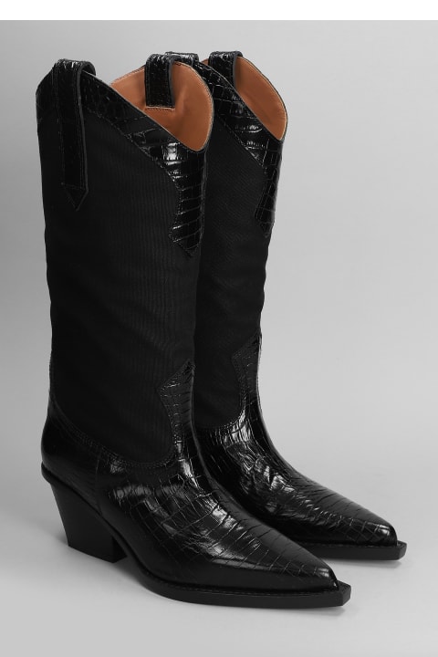 Paris Texas Shoes for Women Paris Texas Rosario Texan Boots In Black Leather And Fabric