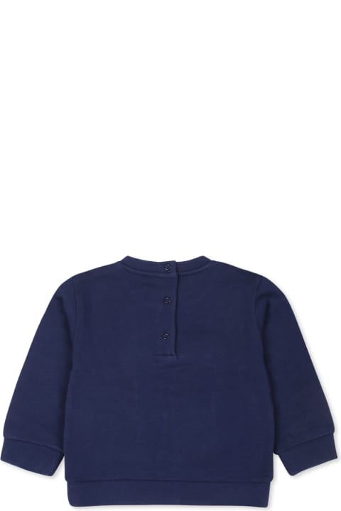 Fendi سترات وبلوزات ثقيلة لـ رُضع بنات Fendi Blue Sweatshirt For Baby Boy With Fendi Logo