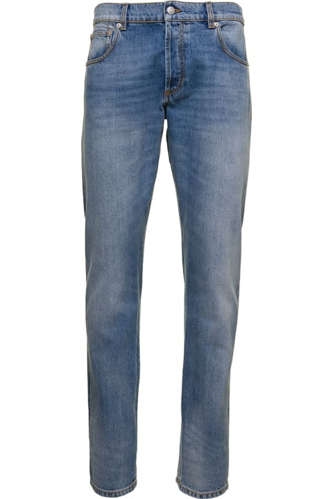 Jeans for Men Alexander McQueen Light Blue Straight Five-pockets Jeans In Cotton Denim Man