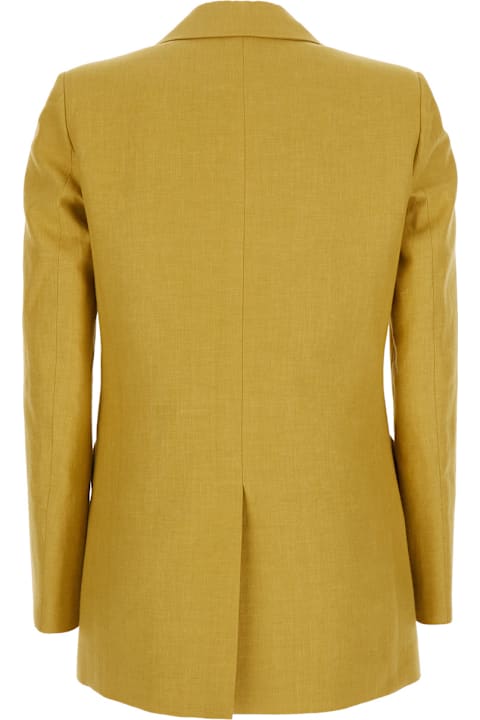 Homeware Blazé Milano 
midday Sun
 Yellow Double-breasted Jacket With Peak Revers In Linen Woman