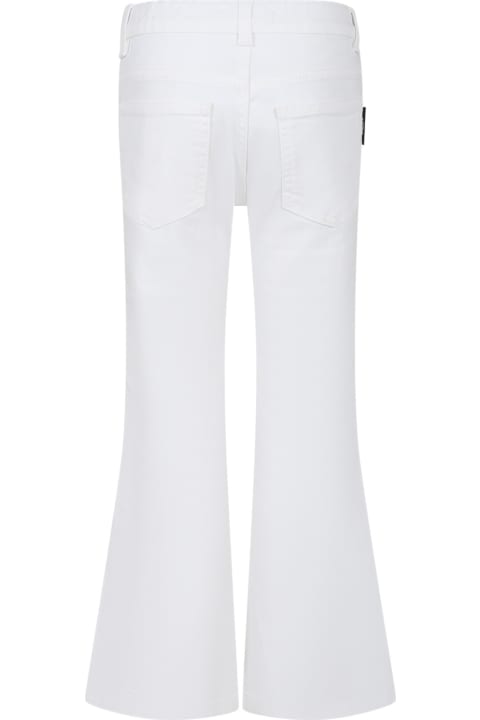 Bottoms for Girls Balmain White Jeans For Girl With Gold Buttons