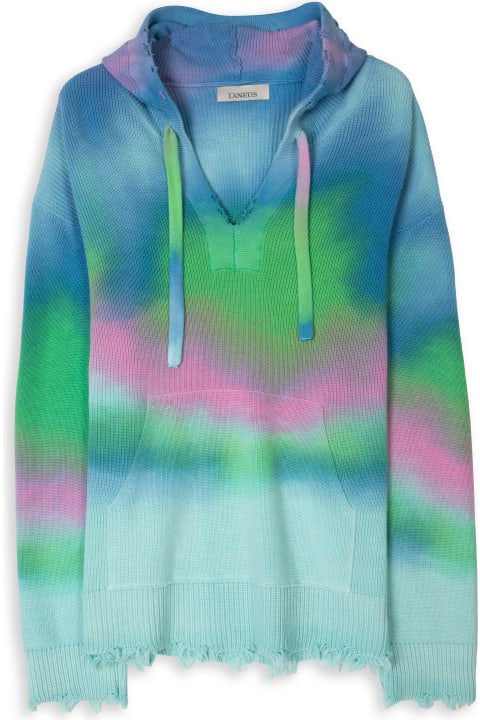 メンズ新着アイテム Laneus Cappuccio Multicolor Print Multicolor Tie-dye Cotton Hooded Sweater Laneus