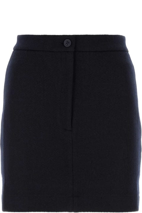 Thom Browne for Women Thom Browne Navy Blue Cotton Blend Mini Skirt