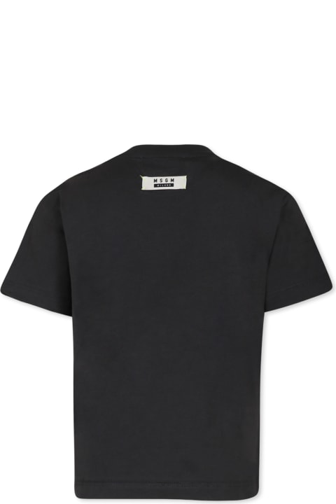 MSGM T-Shirts & Polo Shirts for Boys MSGM Black T-shirt For Kids With Logo