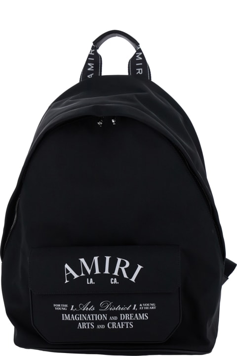 Backpacks for Men AMIRI Black Backpack With Arts District Print In Tech Fabric Man