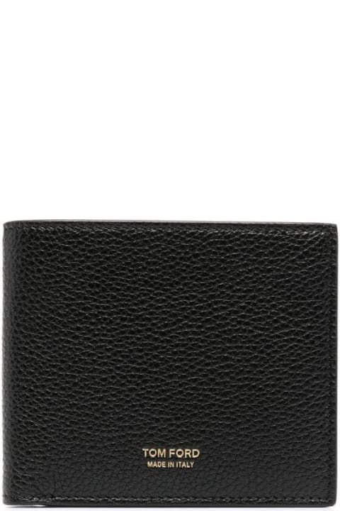 Wallets for Men Tom Ford Soft Grain Leather T Line Classic Bifold Wallet