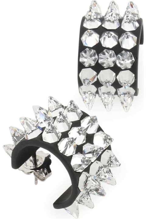 Earrings for Women Amina Muaddi Embellished Metal Small Karma Earrings