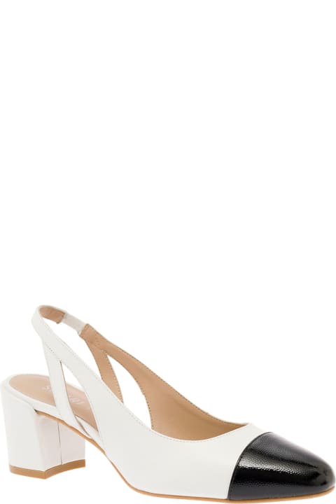 Stuart Weitzman for Women Stuart Weitzman White Slingback With Contrasting Toe In Smooth Leather Woman