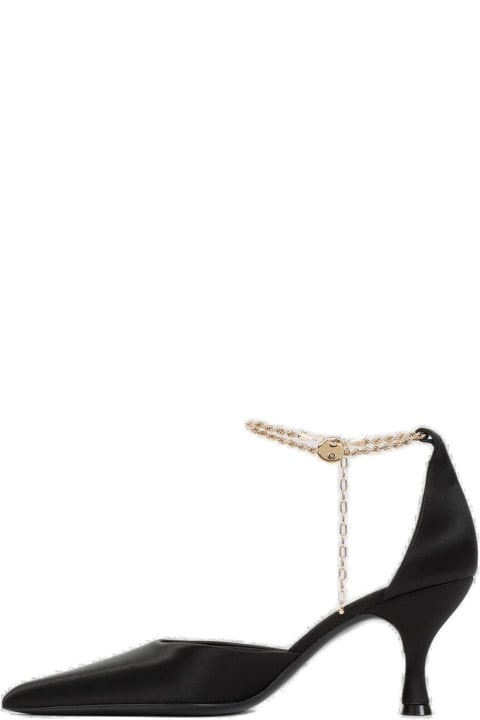 Fashion for Women Ferragamo Cable-link Chain Pointed-toe Satin Pumps