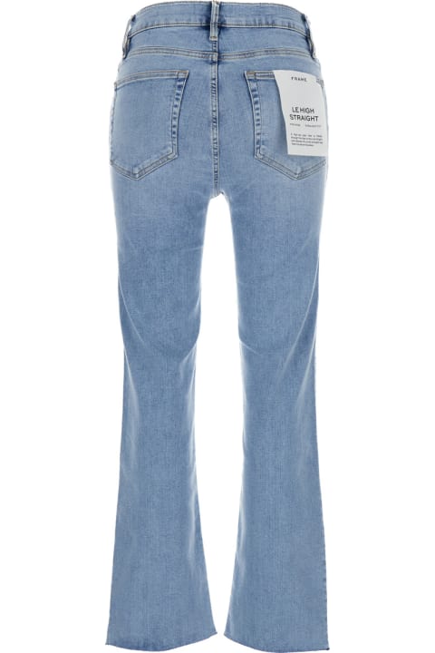 Frame for Women Frame 'le High Straight' Light Blue Jeans With Contrasting Stitching In Cotton Blend Woman