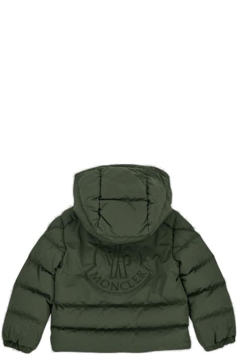 Topwear for Baby Girls Moncler Logo Embroidered Hooded Padded Jacket