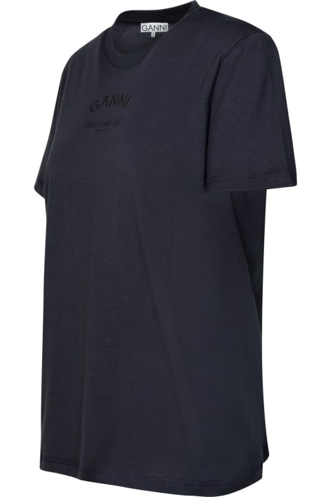 Ganni Topwear for Women Ganni 'ganni' Navy Cotton T-shirt