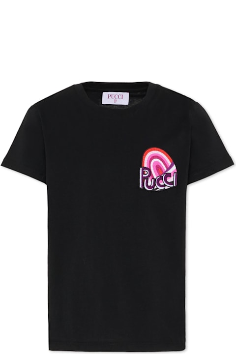 Pucci for Homeware Pucci Black T-shirt With Patch For Girl