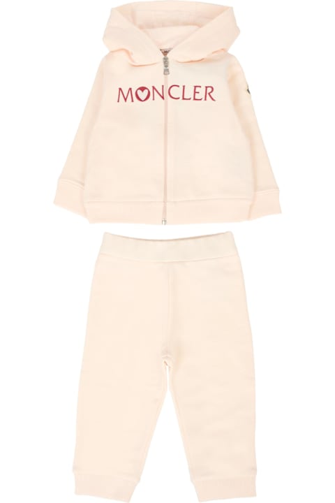Homeware Moncler Pink Suit For Baby Girl With Logo