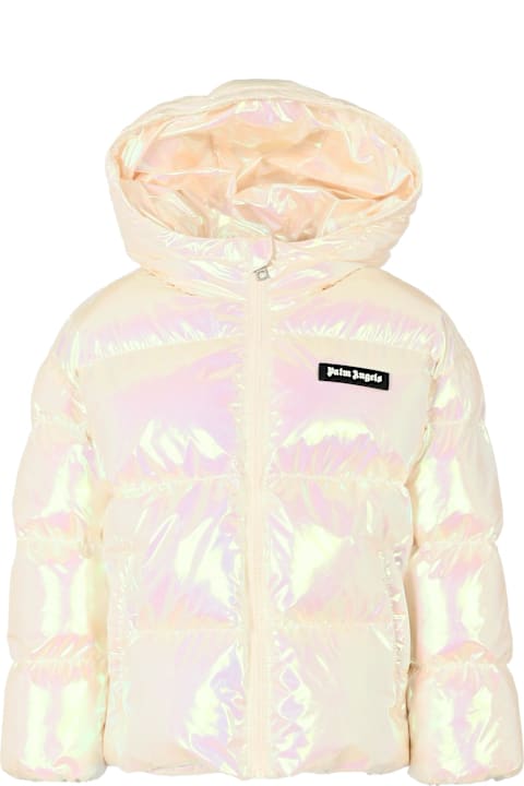 Homeware Palm Angels Pink Down Jacket For Girl With Logo