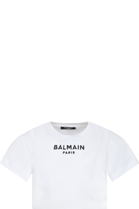 Fashion for Girls Balmain T-shirt Blanc Pour Fille Avec Logo