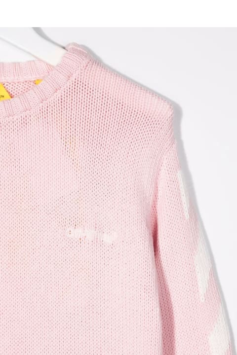 Kids Pink Sweater With Logo, Arrows And Diagonals