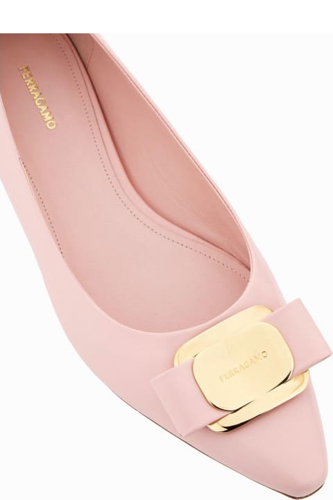 Ferragamo Flat Shoes for Women Ferragamo Vara Soft Pink Nappa Leather Ballerina