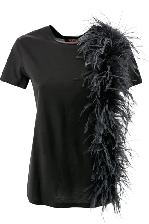 Topwear for Women Max Mara Studio Jersey T-shirt With Feathers