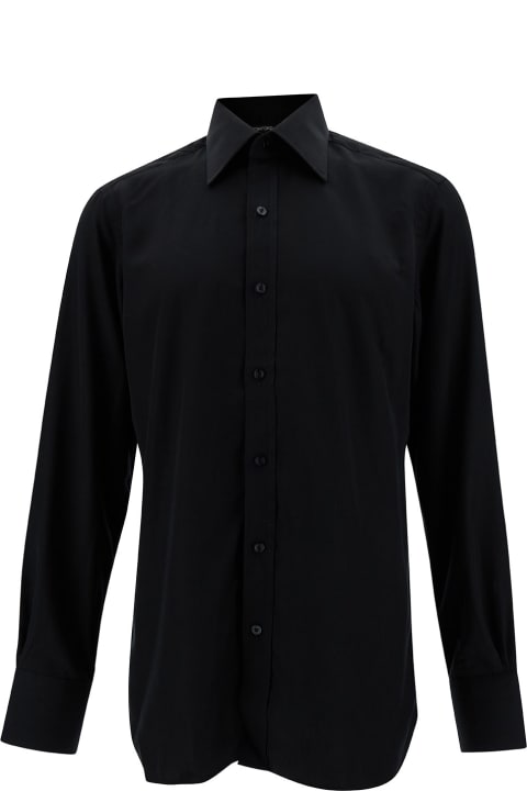 Tom Ford for Men Tom Ford Black Shirt With Pointed Collar In Silk Blend Man