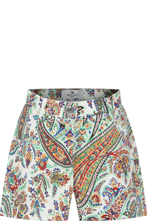 Bottoms for Boys Etro Ivory Shorts For Girl With Paisley Pattern