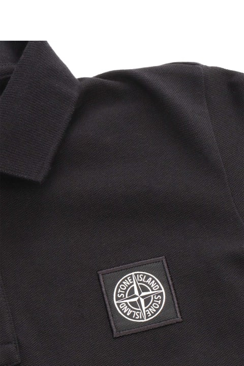 Fashion for Boys Stone Island Junior Black Polo T-shirt