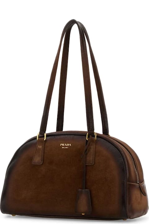Homeware Prada Brown Suede Medium Prada Bowling Shoulder Bag
