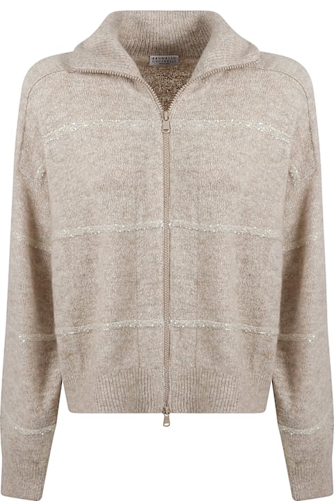 Sweaters for Women Brunello Cucinelli Zipped Sequined Cardigan