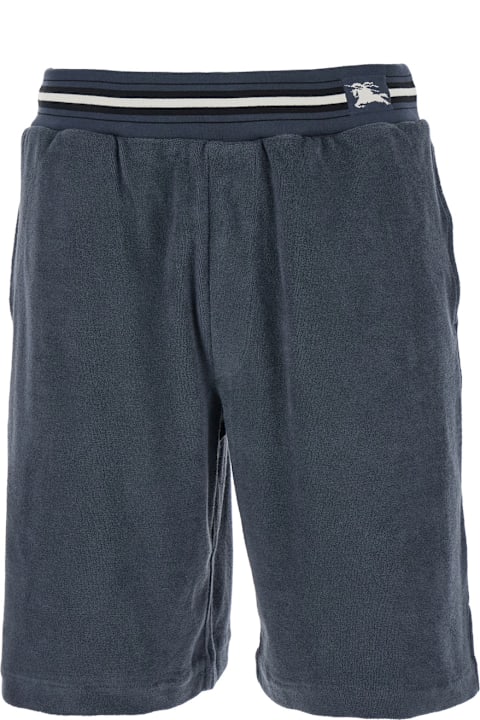 Burberry for Men Burberry 'towelling' Blue Bermuda Pants With Bicolor Elastic Waist With Ekd Patch And Ekd Print On The Rear In Cotton Man