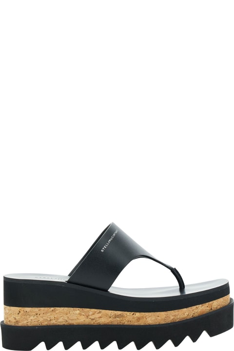 Sandals for Women Stella McCartney Black Thong Sandals With Sneak-elyse Platform In Eco Leather Woman