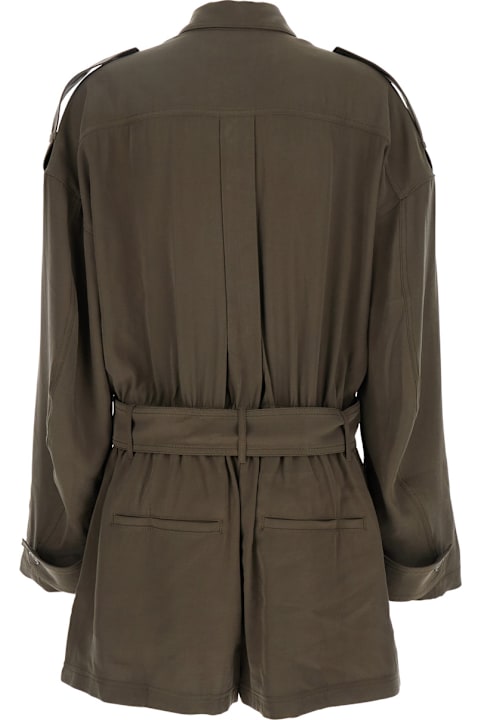 The Andamane Coats & Jackets for Women The Andamane 'vania' Brown Jumpsuit With Classic Collar And Adjustable And Removable Belt In Viscose Blend Woman