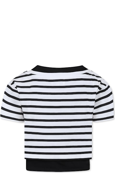 Homeware Rykiel Enfant Multicolor Crop T-shirt For Girl With Logo