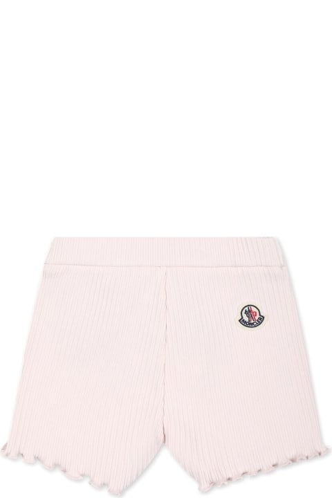 Bottoms for Baby Girls Moncler Pink Ribbed Knit Shorts