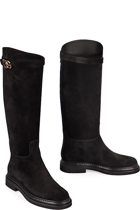 Dolce & Gabbana Boots for Women Dolce & Gabbana Suede Knee High Boots