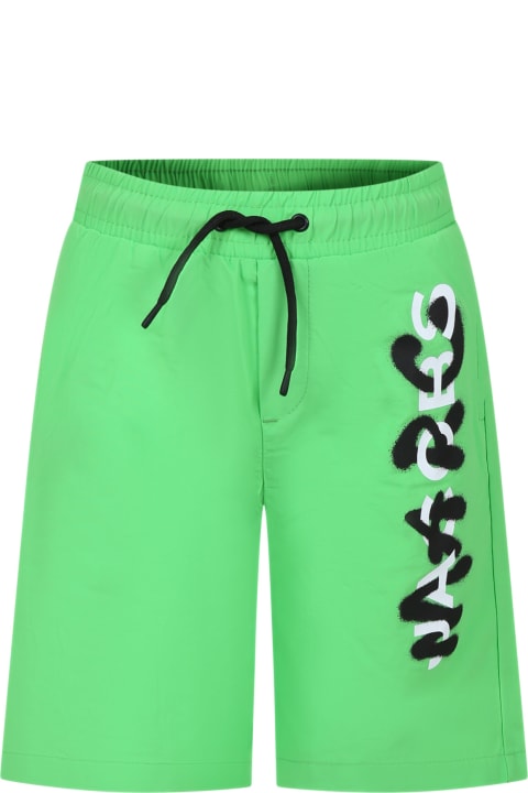 Marc Jacobs Swimwear for Boys Marc Jacobs Green Boxer Shorts For Boy With Logo