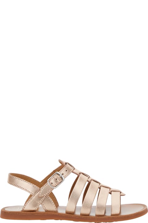 Homeware Pom d
Api 
plagette
 Metallic Sandals With Open Toe And Laminated Band Details In Leather Girl