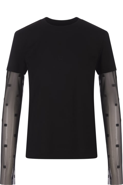 Givenchy Sale for Women Givenchy Black T-shirt With 4g Plumetis Tulle