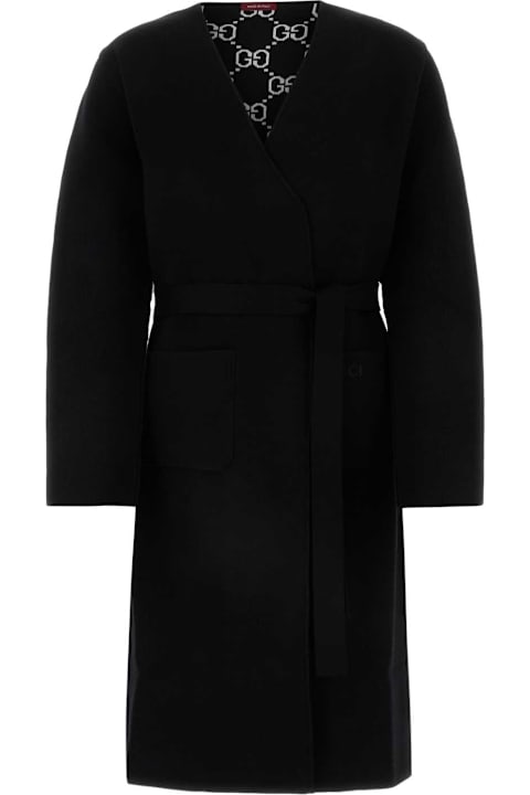 Gucci for Women Gucci Black Stretch Wool Blend Reversible Cardigan